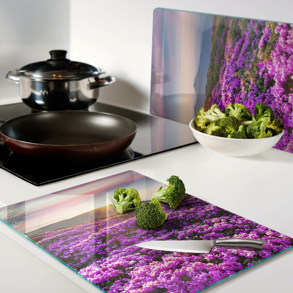 Schneidebrett glas Blumenlandschaft bei Sonnenuntergang