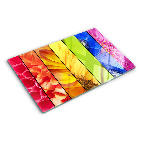 Glas schneidebrett Blumenmotive in intensiven Farben