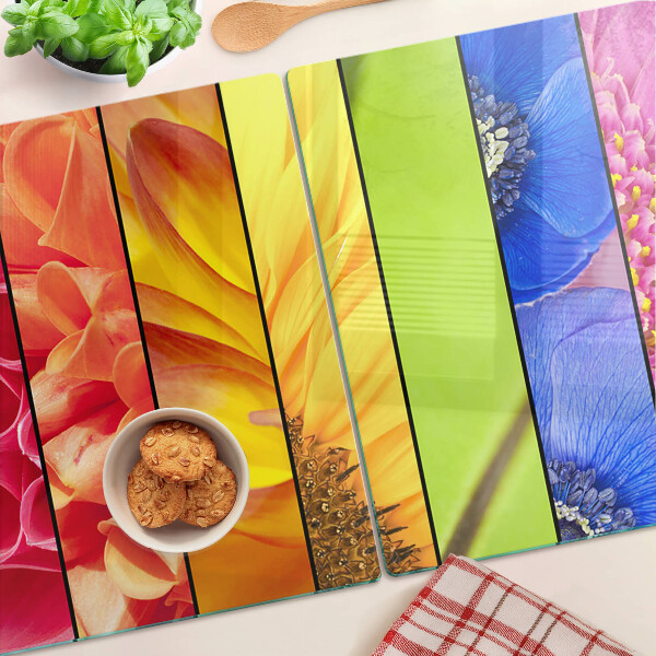 Glas schneidebrett Blumenmotive in intensiven Farben