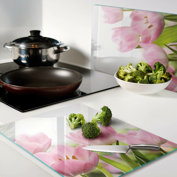 Schneidebrett Rosa Tulpen im Garten