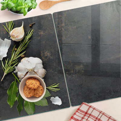 Schneidebrett glas Blumen und Kräuter auf Marmorgrund