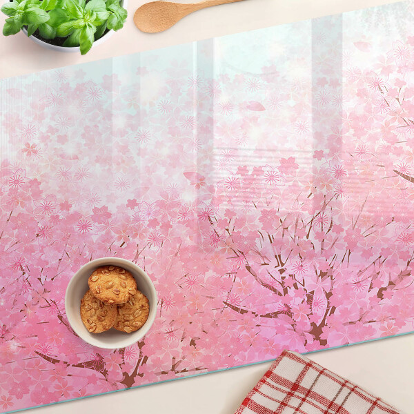 Glas-Schneidebrett mit Kirschblütenmuster