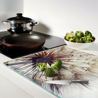 Schneidebrett Glas mit Motiv 'Löwenzahn im Licht'