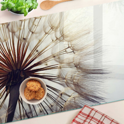 Schneidebrett Glas mit Motiv 'Löwenzahn im Licht'