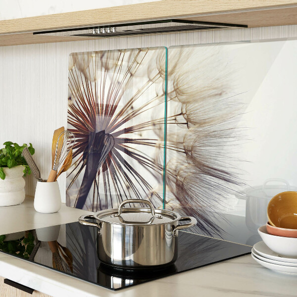 Schneidebrett glas Löwenzahn im Licht