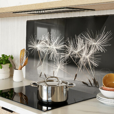 Glas schneidebrett Flauschige Löwenzahnblüten auf einfarbigem Hintergrund