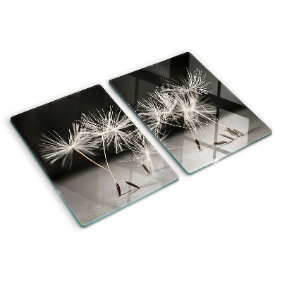 Glas schneidebrett Flauschige Löwenzahnblüten auf einfarbigem Hintergrund