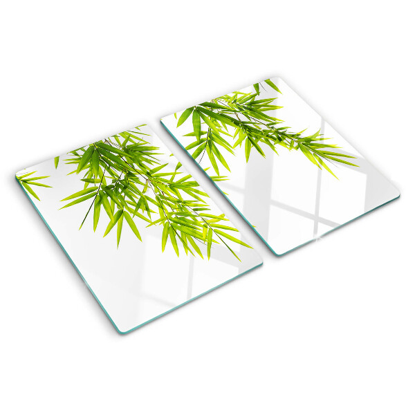 Schneidebrett aus Glas mit Motiv „Bambusblätter vor dem Fenster“