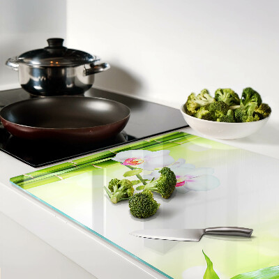 Glas-Schneidebrett mit Orchideen- und Bambusmotiv