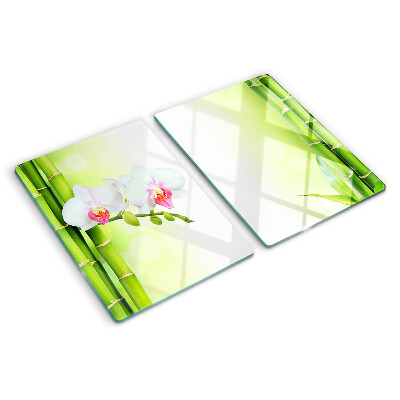 Glas schneidebrett Orchideen und Bambus
