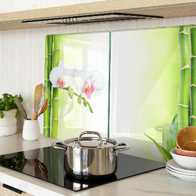 Glas-Schneidebrett mit Orchideen- und Bambusmotiv