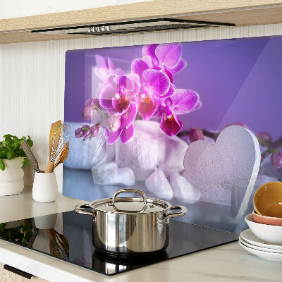 Schneidebrett glas Orchideen auf Steinen