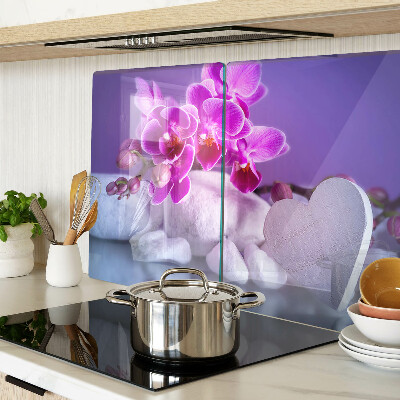 Schneidebrett glas Orchideen auf Steinen