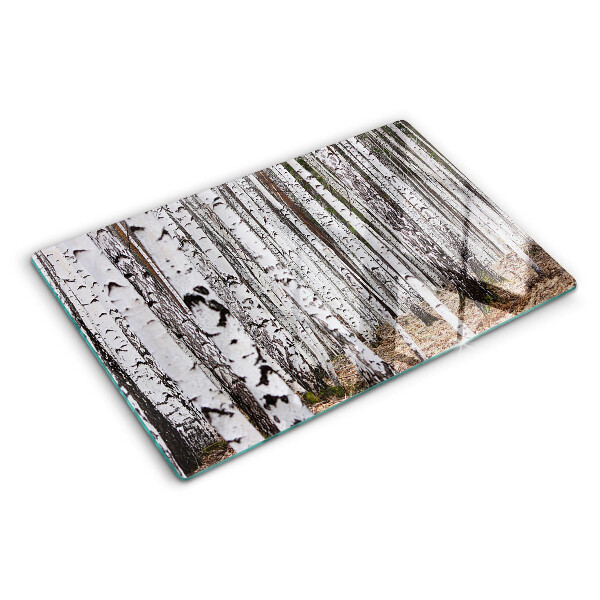 Schneidebrett mit weißer Birkenstamm-Optik