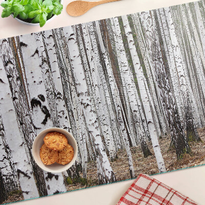 Schneidebrett mit weißer Birkenstamm-Optik