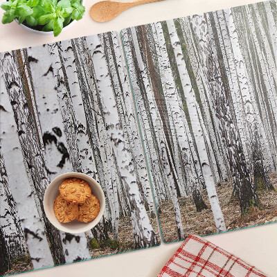 Schneidebrett mit weißer Birkenstamm-Optik