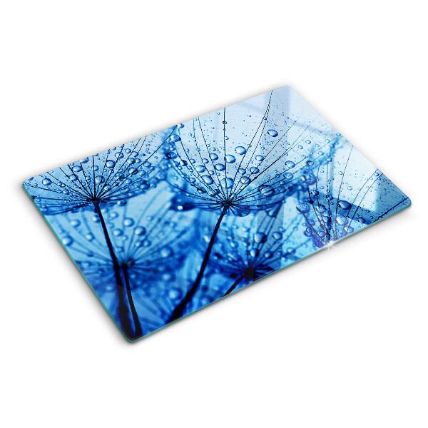 Schneidebrett Blumen mit Wassertropfen