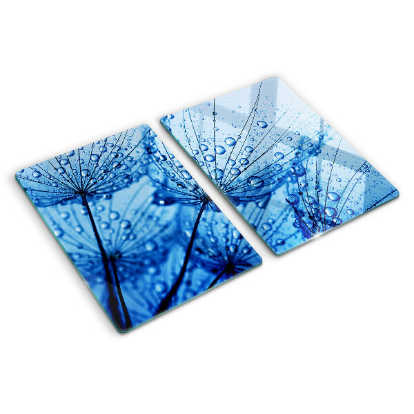 Schneidebrett Blumen mit Wassertropfen