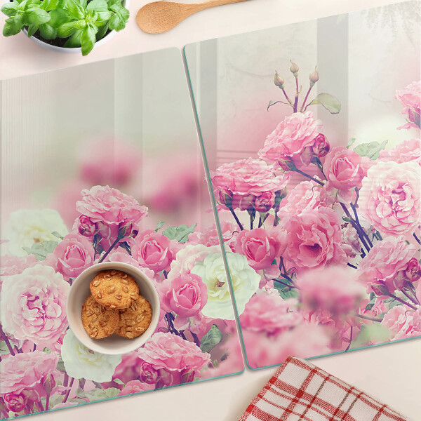 Schneidebrett mit rosa Blumenmotiv