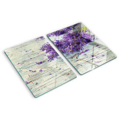 Glas schneidebrett Lavendel auf Holzgrund
