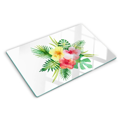 Schneidebrett glas Tropische Blumen und Blätter