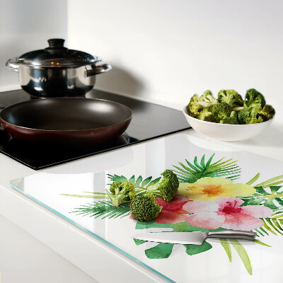 Schneidebrett glas Tropische Blumen und Blätter