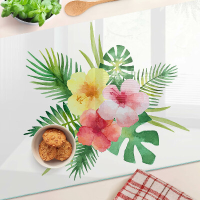 Schneidebrett glas Tropische Blumen und Blätter