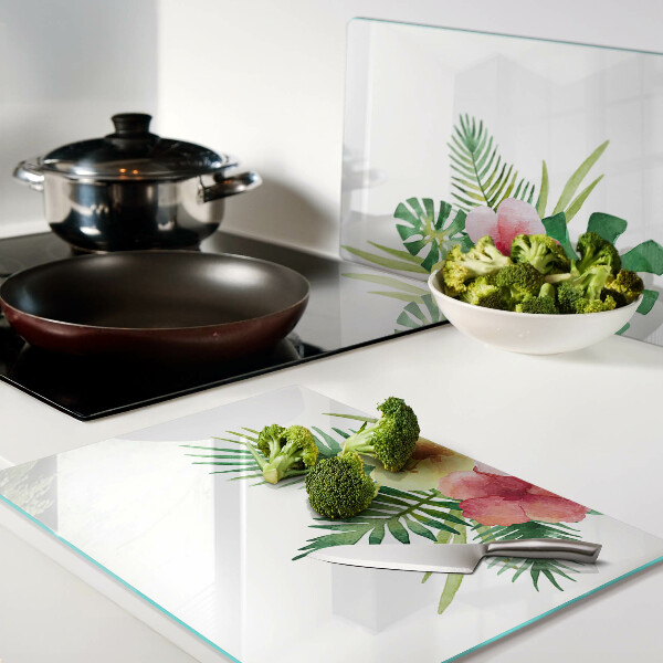 Schneidebrett glas Tropische Blumen und Blätter