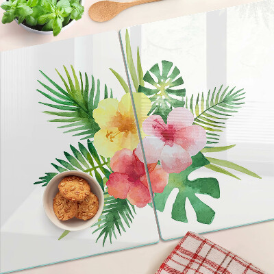 Schneidebrett glas Tropische Blumen und Blätter