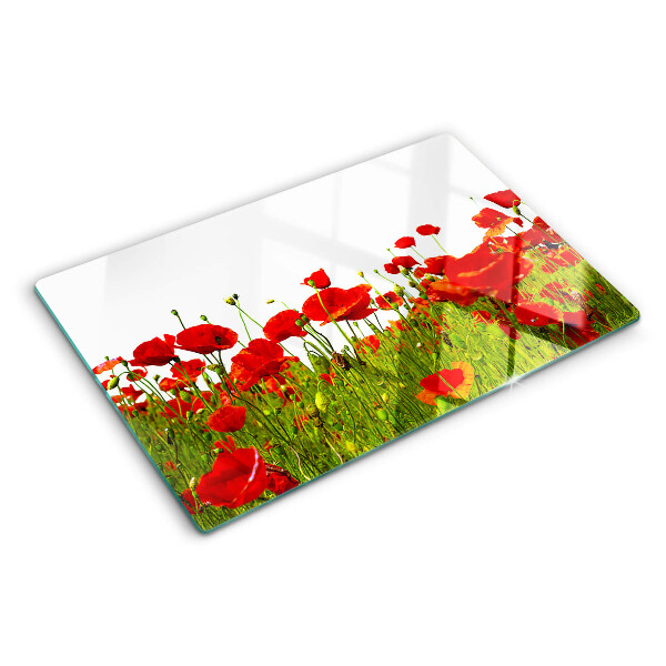 Schneidebrett mit Motiv „Mohnblumen auf der Wiese“