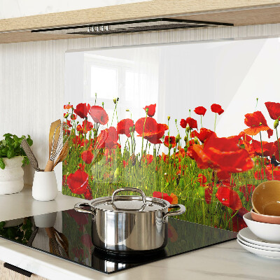 Schneidebrett mit Motiv „Mohnblumen auf der Wiese“