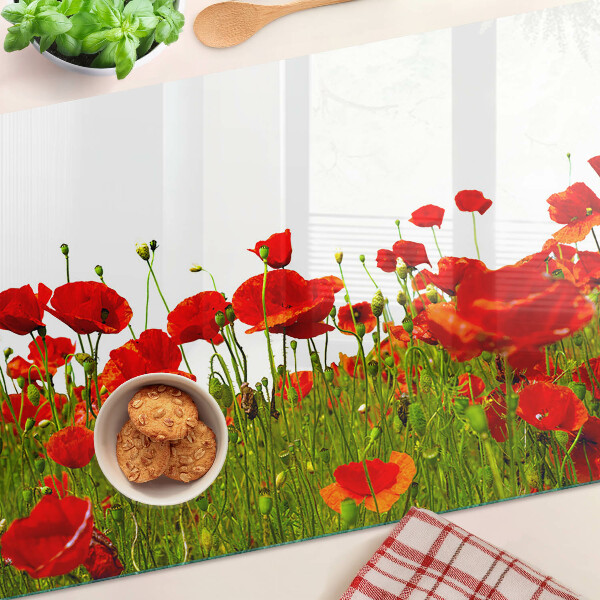 Schneidebrett mit Motiv „Mohnblumen auf der Wiese“