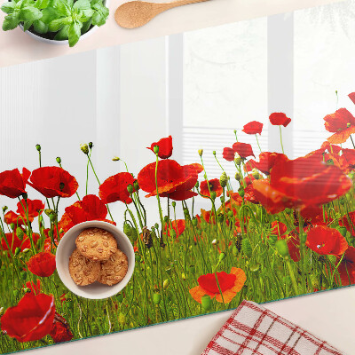 Schneidebrett mit Motiv „Mohnblumen auf der Wiese“
