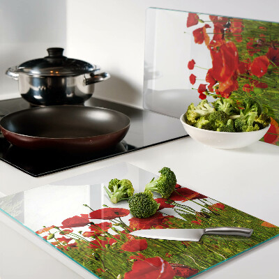 Schneidebrett Mohnblumen auf der Wiese