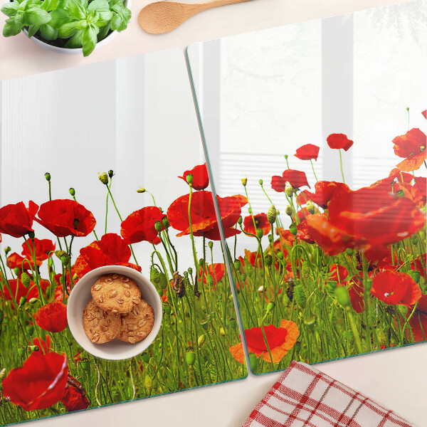 Schneidebrett Mohnblumen auf der Wiese