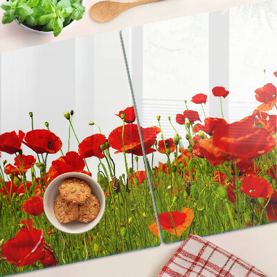 Schneidebrett Mohnblumen auf der Wiese