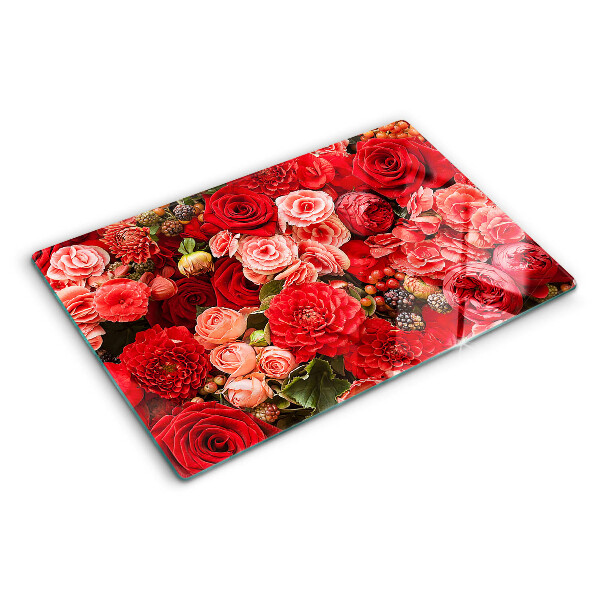 Schneidebrett glas Blumenmuster mit Rosen