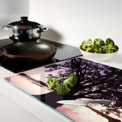 Schneidebrett Baum bei Sonnenuntergang