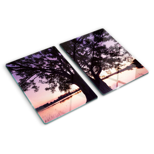 Schneidebrett Baum bei Sonnenuntergang