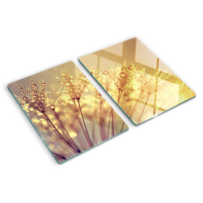 Schneidebrett glas Blumen mit Wassertropfen