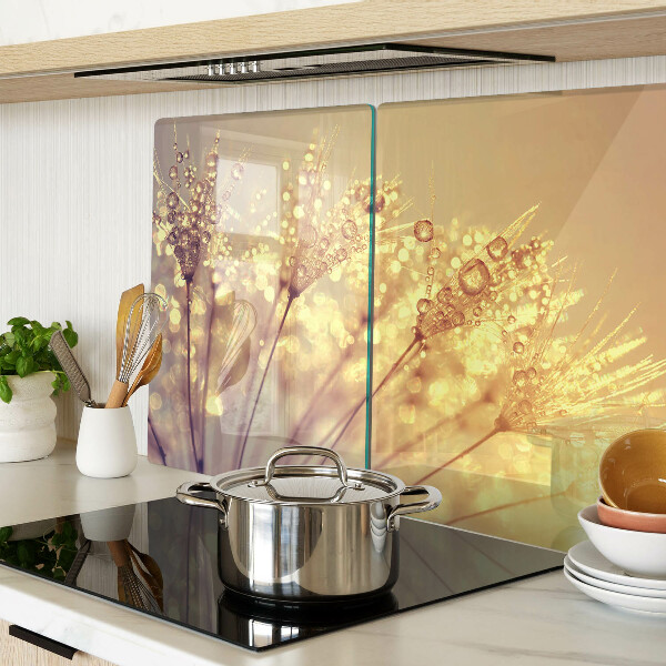 Schneidebrett Glas mit Motiv aus Blumen und Wassertropfen