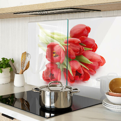 Schneidebrett Rote Tulpen auf weißem Hintergrund