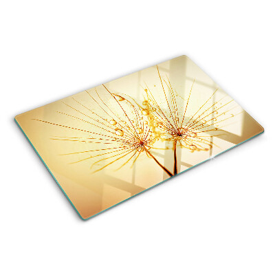 Schneidebrett glas Blumen mit Wassertropfen