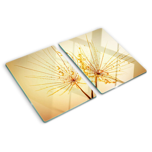 Schneidebrett glas Blumen mit Wassertropfen