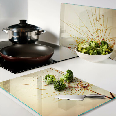 Schneidebrett Glas mit Blumenmotiv und Wassertropfen