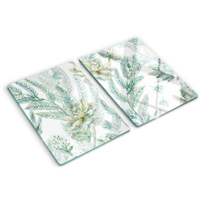 Glas schneidebrett Sukkulente Pflanzen und Blätter