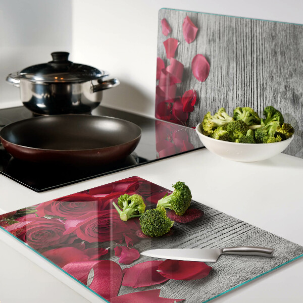 Schneidebrett Rosen und Herzblätter