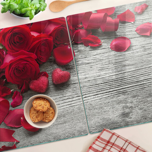 Schneidebrett Rosen und Herzblätter