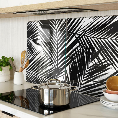 Schneidebrett glas Palmenblätter in Schwarz und Weiß