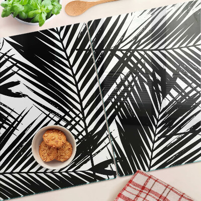 Schneidebrett glas Palmenblätter in Schwarz und Weiß